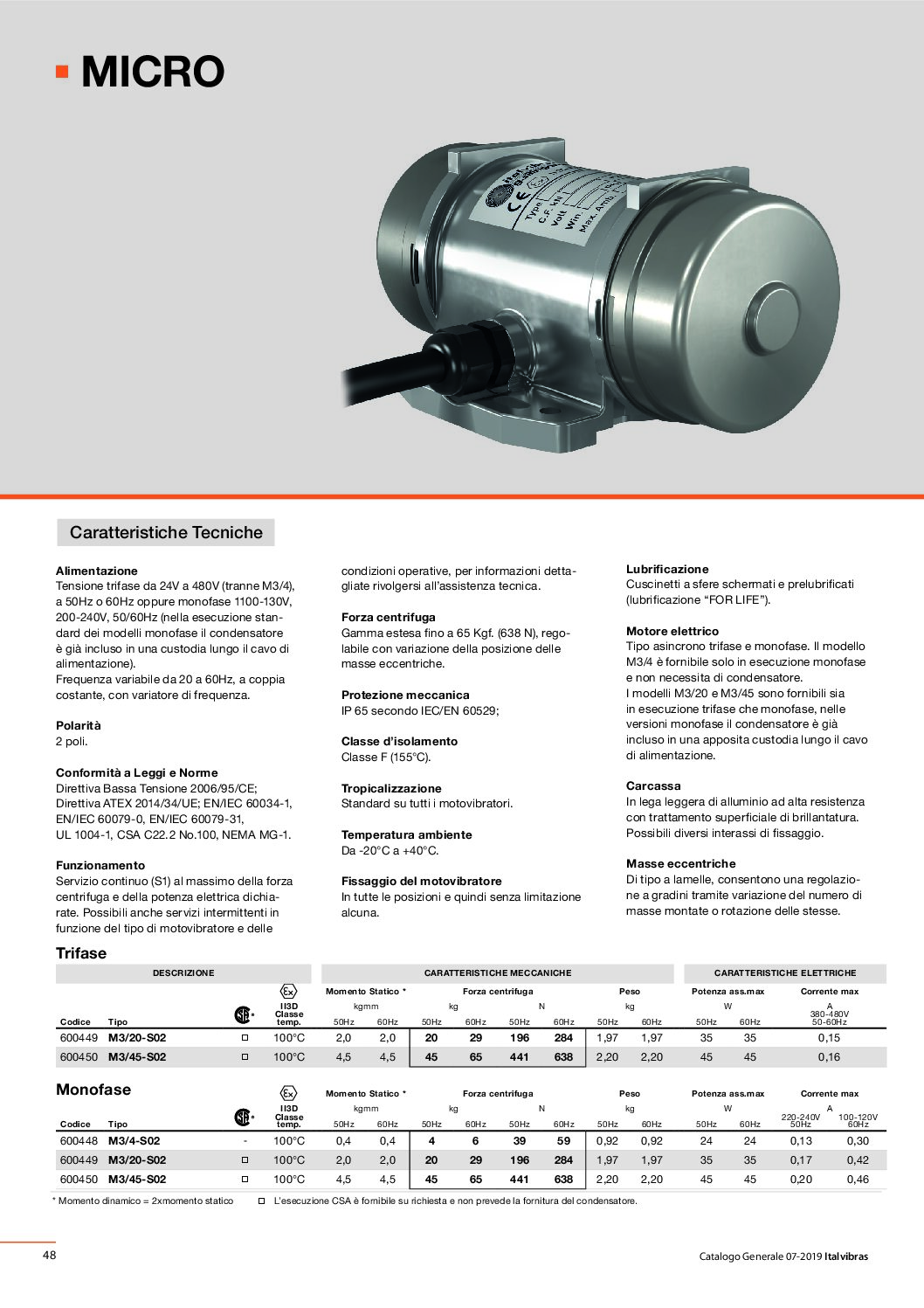 Elektrowibrator Italvibras M3/20-S02 400V Siła 20 kG Prędkość 3000 obr/min - obrazek 2