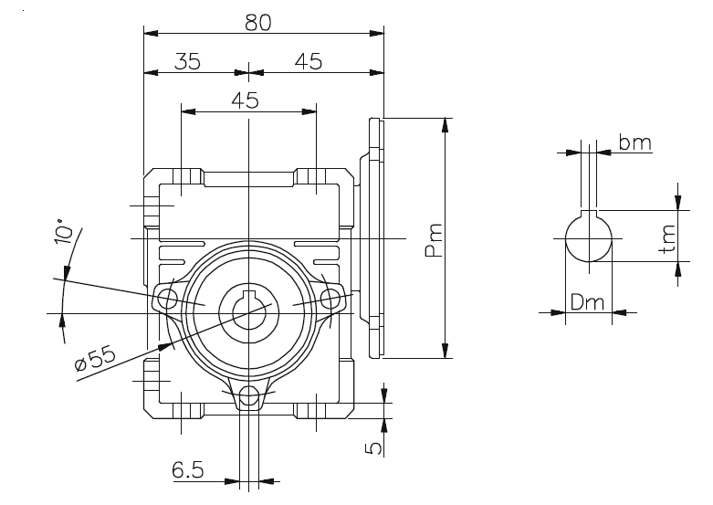 NMRV 025 i=10 PAM 56B14 (9/80) przekładnia ślimakowa Motovario - obrazek 2