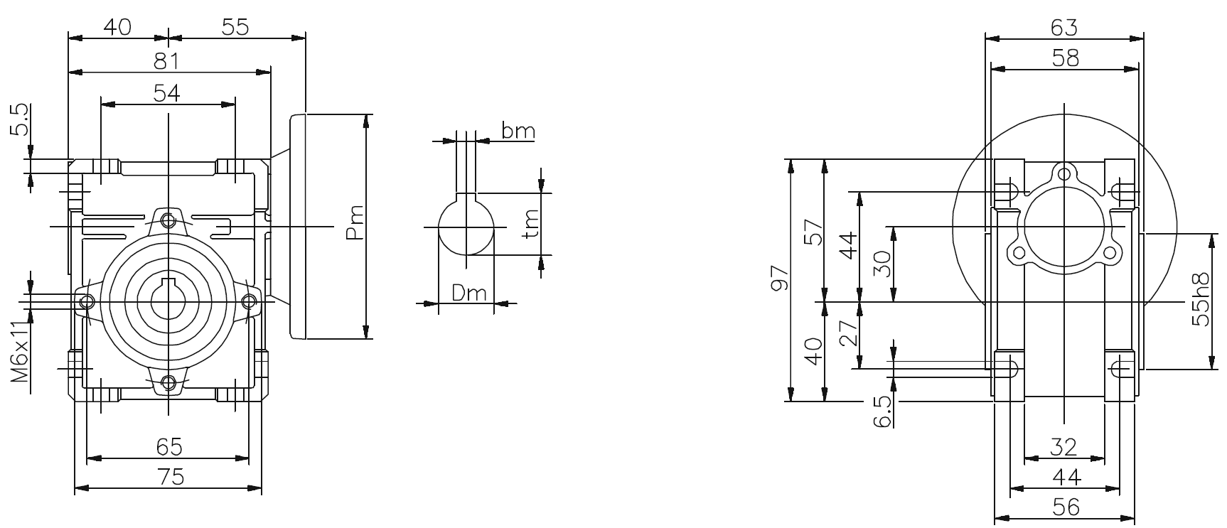 NMRV 030 i=10 PAM 56B14 (9/80) przekładnia ślimakowa Motovario - obrazek 2